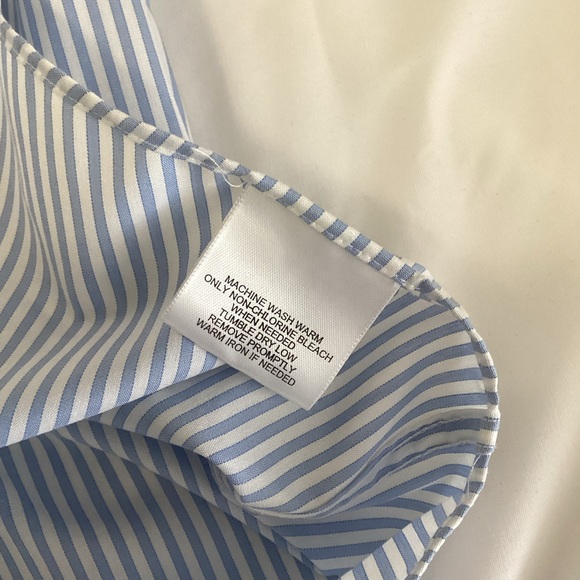 GEORGE: Mens baby blue white pinstripe longsleeve button down size 34/35,17 neck - Picture 6 of 6